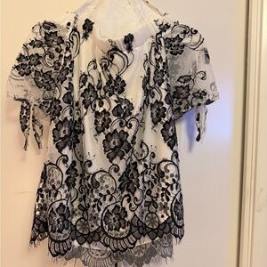 Haute Monde Black and White Lace Blouse